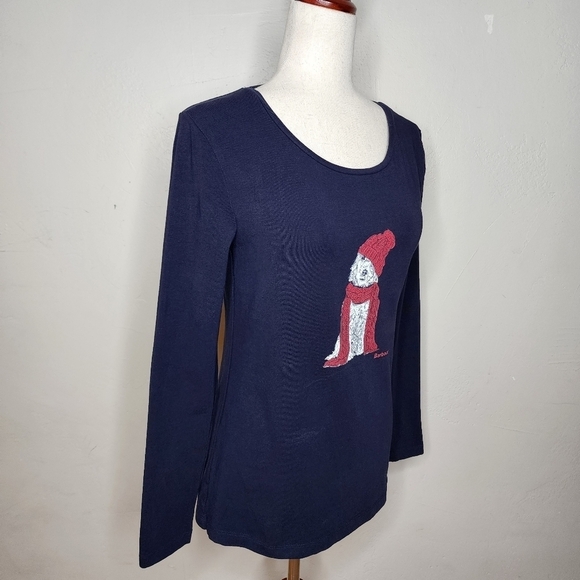 BARBOUR‎ Fareham Navy Long Sleeve T-Shirt Size 6 - Picture 5 of 9